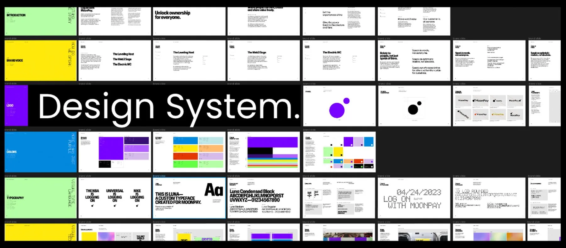 Spreads from the MoonPay brand system