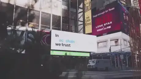 Coinbase billboards above Times Square on Nasdaq listing day